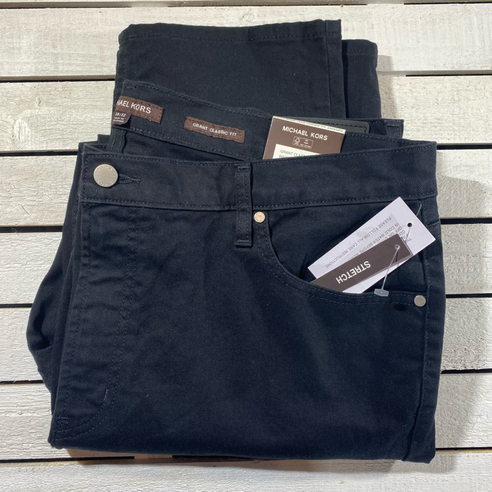 Michael Kors Black Grant Rinse Classic Fit Denim Jeans Size 38 x 32 NWT